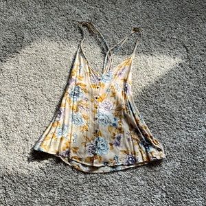 American eagle floral cross cross button down tank top sz M